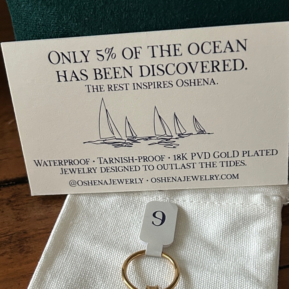 Oshena Designer Beachwear Gold Ring with Emerald green Stone size 6 NEW Release! - Picture 3 of 4